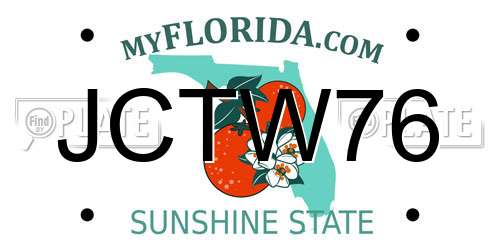 JCTW76 Florida License Plate