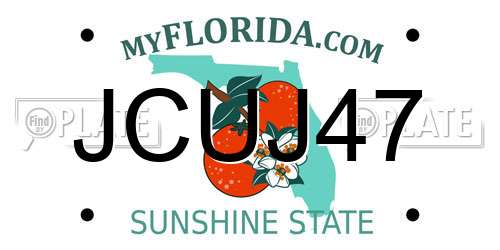 JCUJ47 Florida License Plate