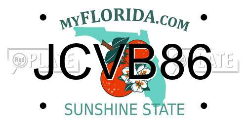 JCVB86 Florida License Plate