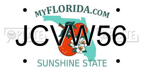 JCVW56 Florida License Plate
