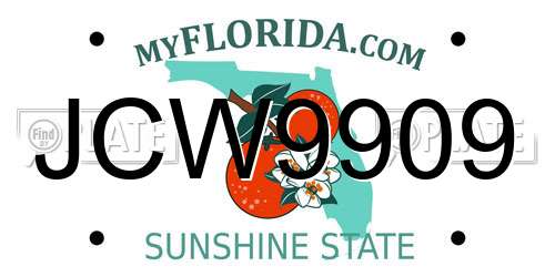 JCW9909 Florida License Plate