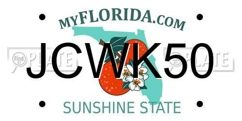 JCWK50 Florida License Plate