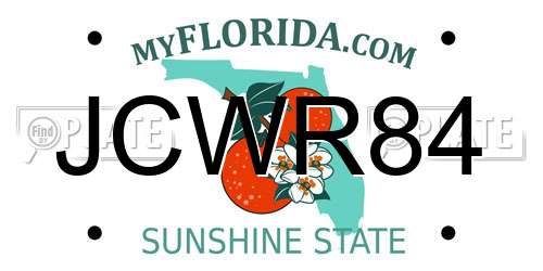 JCWR84 Florida License Plate