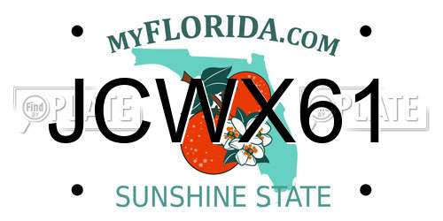 JCWX61 Florida License Plate