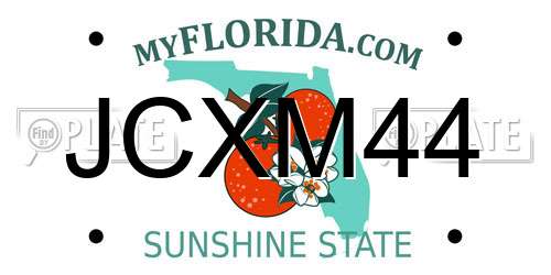 JCXM44 Florida License Plate