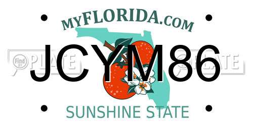 JCYM86 Florida License Plate