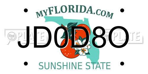 JD0D8O Florida License Plate