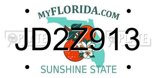 JD2Z913 Florida License Plate