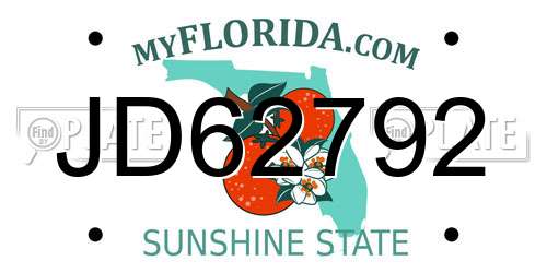 JD62792 Florida License Plate
