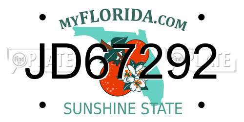 JD67292 Florida License Plate