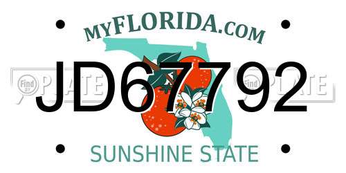 JD67792 Florida License Plate