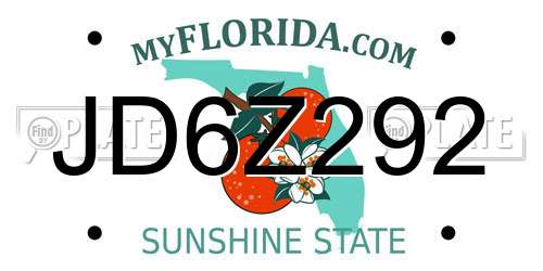 JD6Z292 Florida License Plate