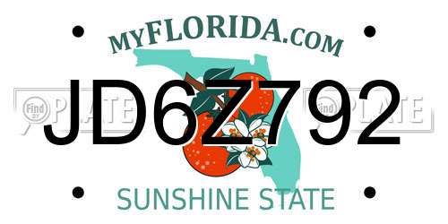 JD6Z792 Florida License Plate