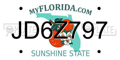 JD6Z797 Florida License Plate