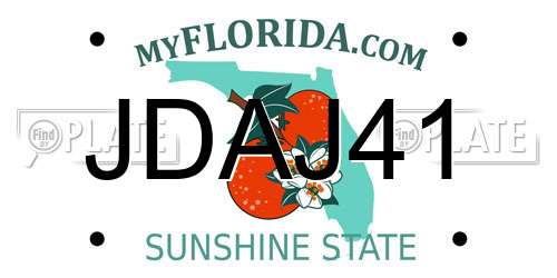 JDAJ41 Florida License Plate