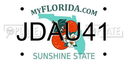 JDAU41 Florida License Plate