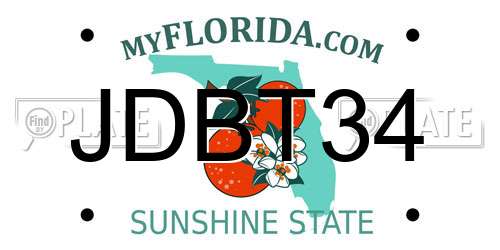 JDBT34 Florida License Plate