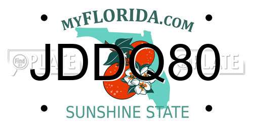 JDDQ80 Florida License Plate