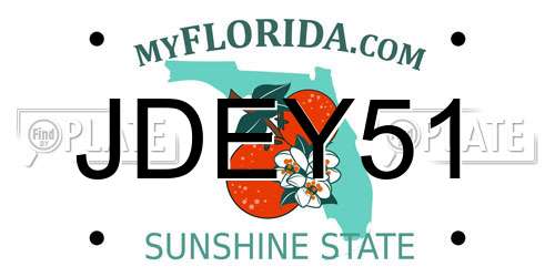 JDEY51 Florida License Plate