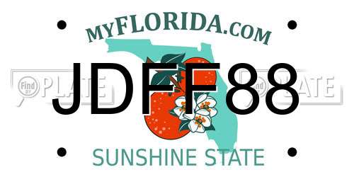 JDFF88 Florida License Plate