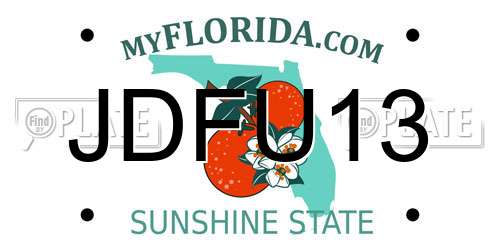 JDFU13 Florida License Plate
