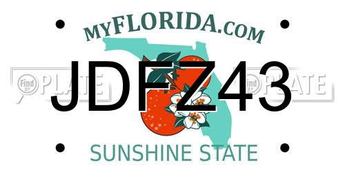 JDFZ43 Florida License Plate