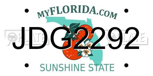 JDG2292 Florida License Plate