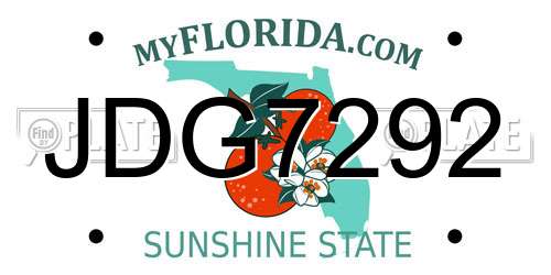 JDG7292 Florida License Plate