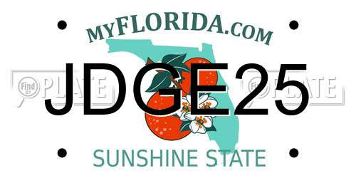 JDGE25 Florida License Plate