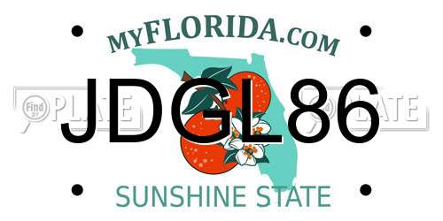 JDGL86 Florida License Plate