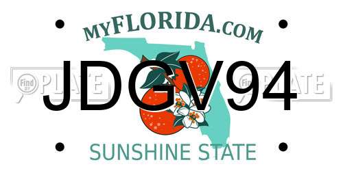 JDGV94 Florida License Plate
