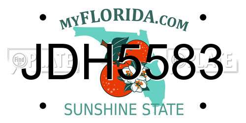 JDH5583 Florida License Plate