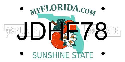 JDHF78 Florida License Plate