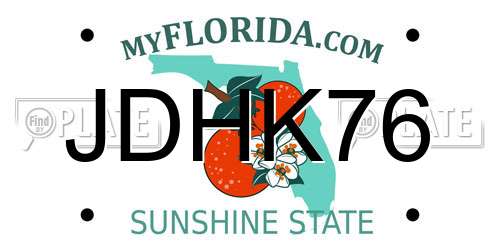JDHK76 Florida License Plate