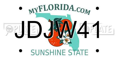 JDJW41 Florida License Plate