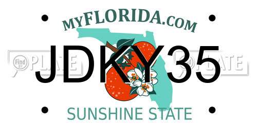 JDKY35 Florida License Plate