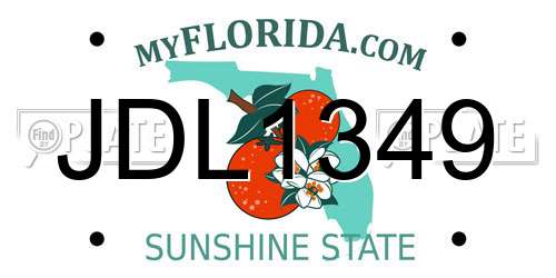 JDL1349 Florida License Plate