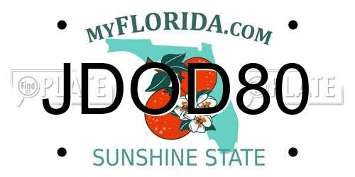 JDOD80 Florida License Plate