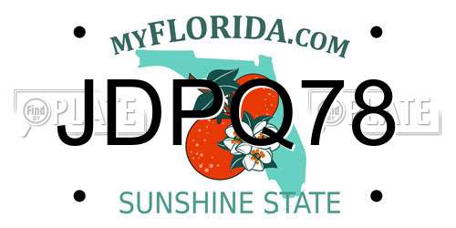 JDPQ78 Florida License Plate