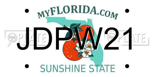 JDPW21 Florida License Plate