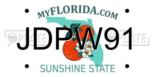 JDPW91 Florida License Plate