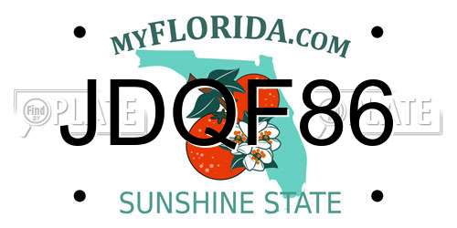 JDQF86 Florida License Plate