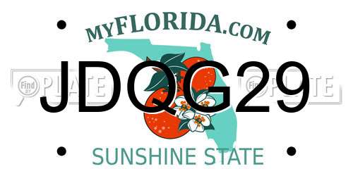 JDQG29 Florida License Plate