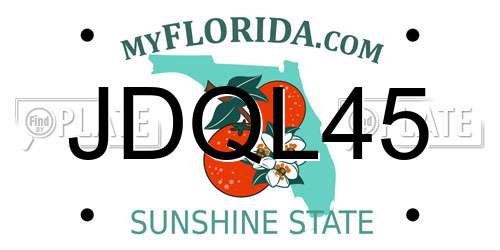JDQL45 Florida License Plate