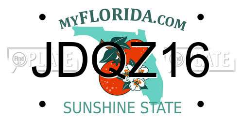JDQZ16 Florida License Plate
