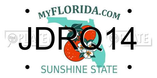 JDRQ14 Florida License Plate