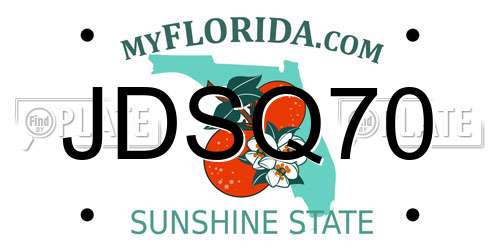 JDSQ70 Florida License Plate