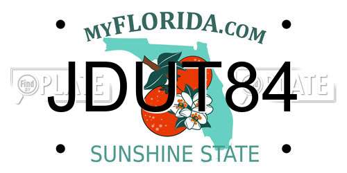 JDUT84 Florida License Plate