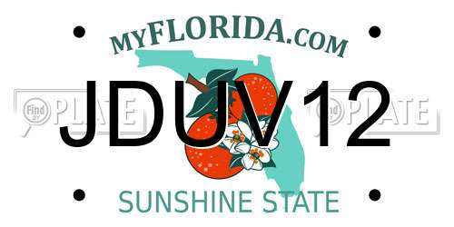 JDUV12 Florida License Plate
