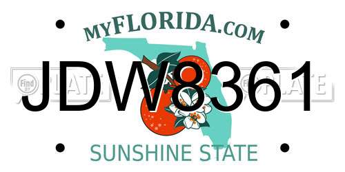 JDW8361 Florida License Plate